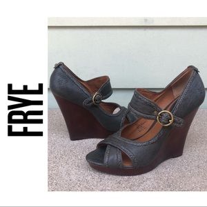 FRYE~GRETTA Platform Wedge Mary Jane Sandals~9/9.5